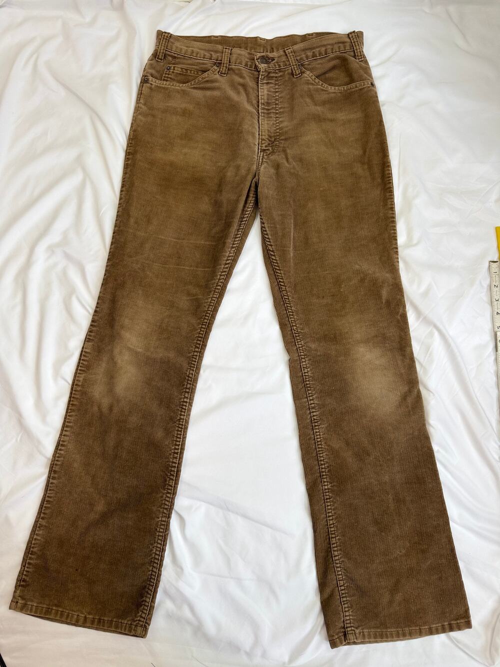 Thrashed Vintage White Tab Levis 517 34x34 Fit 33x32 Brown Boot Corduroy Jeans